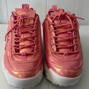 Women’s Fila Metallic Pink Lace-Up Sneakers